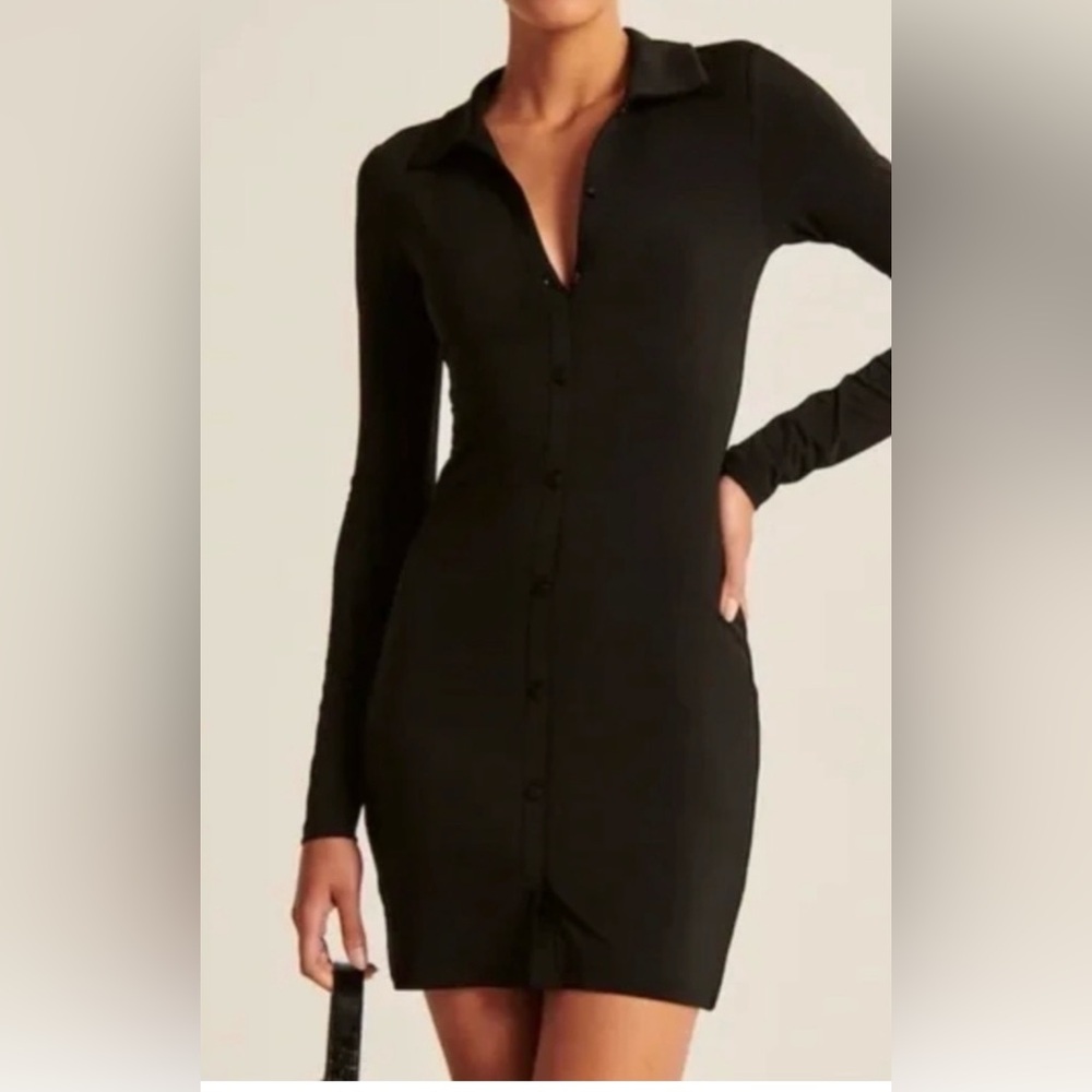 NWT Abercrombie & Fitch Ruched front Button Down Shirt Mini Dress Size S